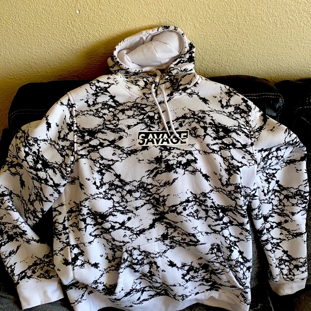 White and black hoodie